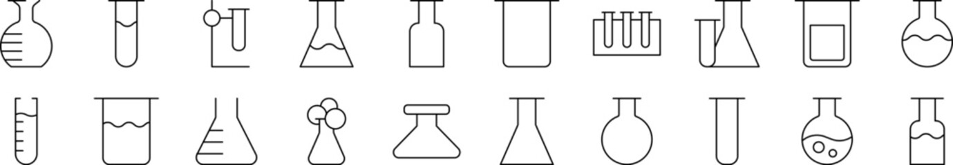 Laboratory Bulbs Simple Isolated Line Icons Collection. Editable Stroke. Suitable for Web Sites, Books, Cards, Apps