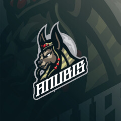 Anubis mascot logo design with modern illustration concept style for badge, emblem and t shirt printing. Anubis head illustration.