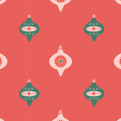 colorful festive background with retro Christmas tree ornaments