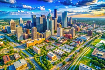 Naklejka premium Detailed Downtown Houston Map Illustrating Streets, Landmarks, and Neighborhoods for Navigation Purposes