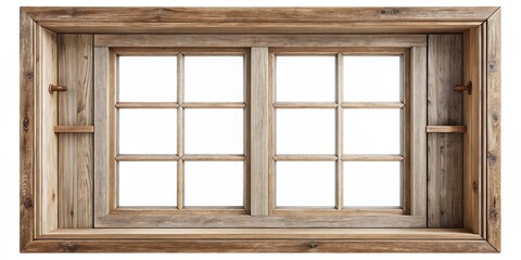 Charming vintage window frame isolated on a white backdrop, ideal for home decor, renovation, and architectural design