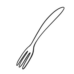 fork isolated Kitchen Doodle Hand Drawn