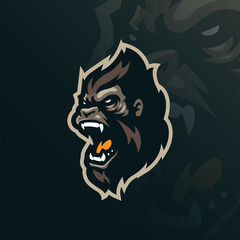 Obraz premium Monkey mascot logo design with modern illustration concept style for badge, emblem and t shirt printing. Angry monkey head illustration.