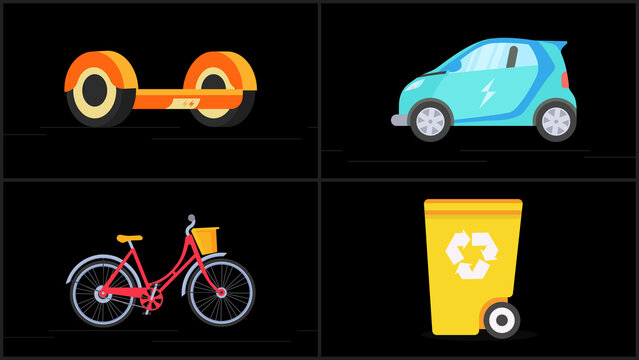 Eco Transportation And Recycling Icons