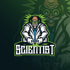Scientist mascot logo design with modern illustration concept style for badge, emblem and t shirt printing. Scientist illustration for sport and esport team.
