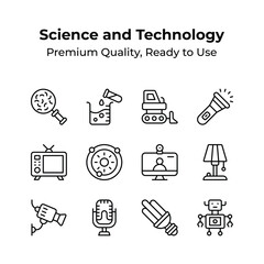 Collection of science and technology premium quality icons