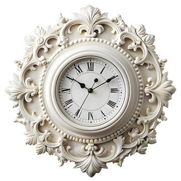 recommend clip art: white fancy clock on white background