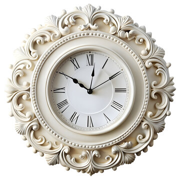 recommend clip art: white fancy clock on white background