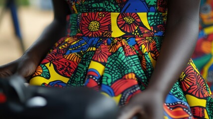 Close-up of a seamstress cutting fabric along a pattern, ready to stitch pieces together