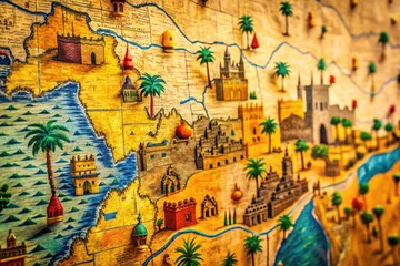 Fototapeta premium Detailed vintage map highlighting the historical significance of Timbuktu in Africa's cultural heritage