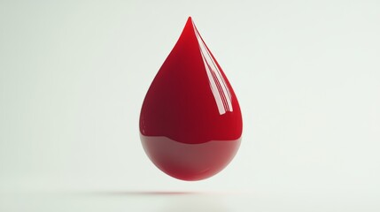 Obraz premium A simple, red blood drop symbol, standing out against a white background.