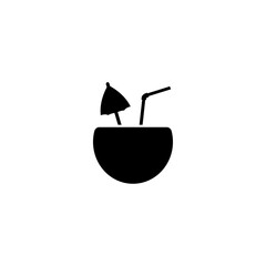 Tropical coconut drink icon, perfect for summer vacation and relaxation.