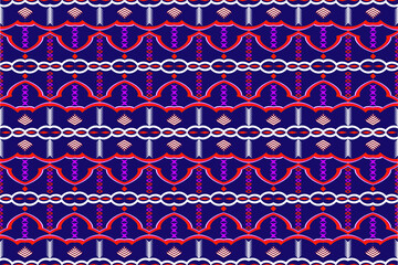 Blue and Red Tribal Pattern with Arches