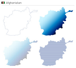 Afghanistan - outline, gradient, dotted and lines geometrical country shape