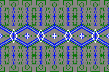 Green and Blue Geometric Pattern with Gray Accents