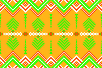 Bold Neon Blue and Yellow Tribal Pattern with Black Accents 