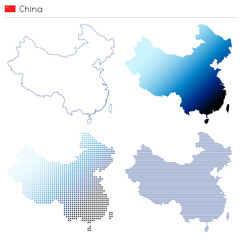 China - outline, gradient, dotted and lines geometrical country shape