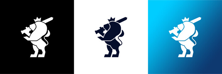 Luxury Lion crest heraldry logo. Elegant black heraldic shield icon. Premium brand identity emblem. Royal coat of arms company label symbol. Modern vector illustration.