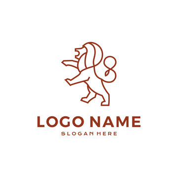 Luxury Lion crest heraldry logo. Elegant black heraldic shield icon. Premium brand identity emblem. Royal coat of arms company label symbol. Modern vector illustration.