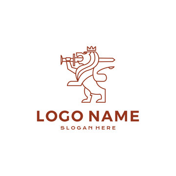 Luxury Lion crest heraldry logo. Elegant black heraldic shield icon. Premium brand identity emblem. Royal coat of arms company label symbol. Modern vector illustration.