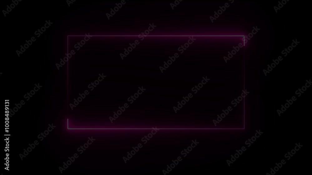 Canvas Prints abstract glowing neon rectangle border frame on black background. neon rectangle frame animation.