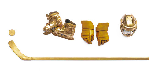 gold hockey uniform isolated on white background