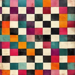 Fototapeta premium Bold Checkerboard Pattern in Bright Colors