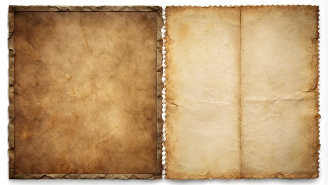 Enhance your creative projects with this vintage-inspired two-page spread of blank old paper, perfect for backgrounds