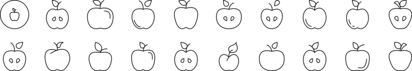 Apple Collection of Thin Icons. Editable Stroke. Suitable for Web Sites, Books, Cards, Apps