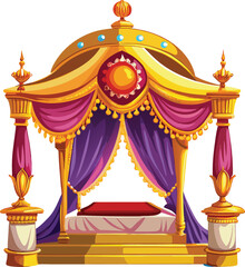 Royal canopy bed 3d wood furniture vector design