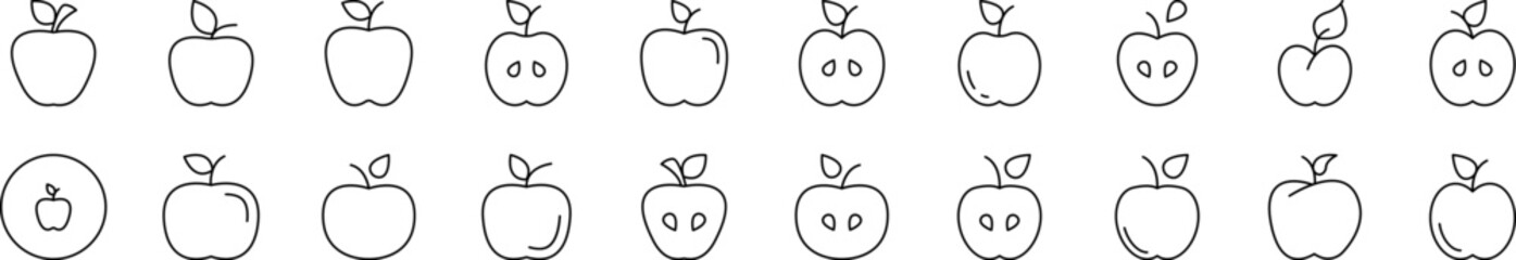 Fototapeta premium Apple Pack of Thin Icons. Editable Stroke. Suitable for Web Sites, Books, Cards, Apps