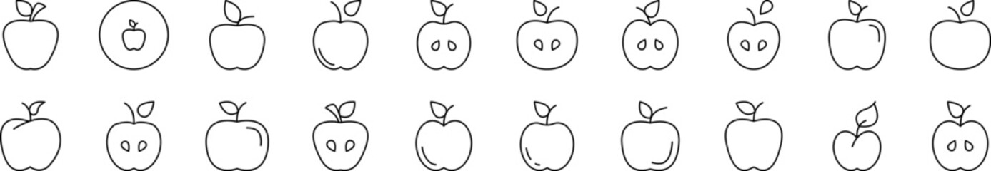 Apple Thin Icons Collection. Editable Stroke. Suitable for Web Sites, Books, Cards, Apps