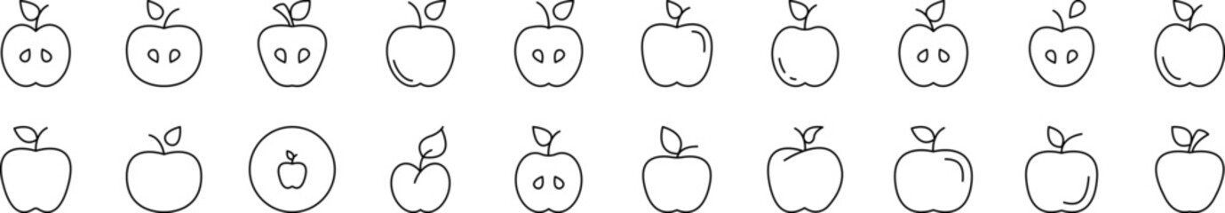 Apple Related Icon Set. Editable Stroke. Suitable for Web Sites, Books, Cards, Apps