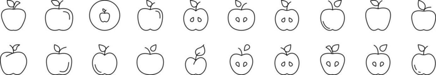 Apple Bundle of Thin Icons. Editable Stroke. Suitable for Web Sites, Books, Cards, Apps