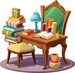 The windsor writing and reading desk 3d wood furniture vector design