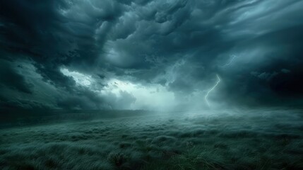 Fototapeta premium Dark Storm Clouds Over Vast Landscape