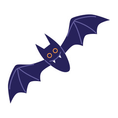 Halloween cute bat. Spooky festive element. Vector illustration in flat style