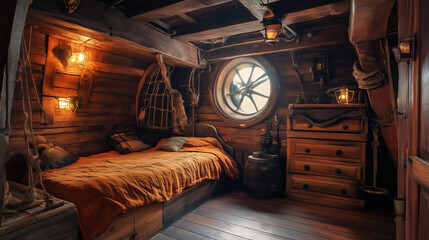 Fototapeta premium interior of empty hold of a pirate ship