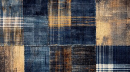 Vintage Patchwork Quilt Fabric Textile Background with Intricate Patterns