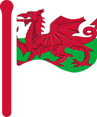 Wales Flag free flown Rounded icon