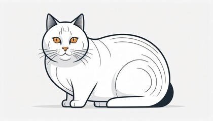 cute round fat cat illustration background