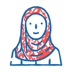 hijab headscarf islam doodle icon sketch vector. hijab headscarf islam sign. isolated symbol illustration