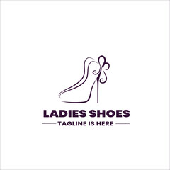 Trendy style women high heel shoes logo template design.Logo for business,shoe shop,fashion,model,beauty.