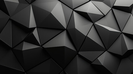 Obraz premium 3d render, abstract black crystal background, faceted texture, macro panorama, wide panoramic polygonal wallpaper