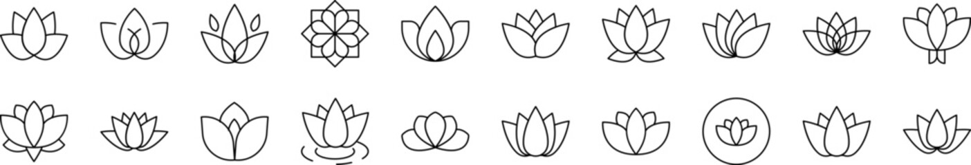 Flower Collection of Thin Icons. Editable Stroke. Suitable for Web Sites, Books, Cards, Apps