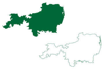 Obraz premium Tiruvallur district (Tamil Nadu State, Republic of India) map vector illustration, scribble sketch Thiruvallur map