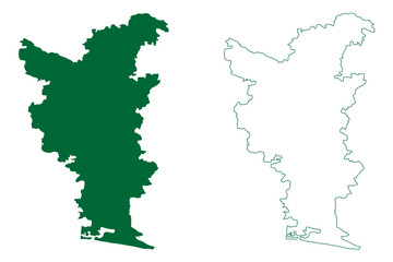 Tiruvarur district (Tamil Nadu State, Republic of India) map vector illustration, scribble sketch Tiruvarur map