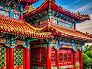 Obraz premium Elegant Chinese Background with Traditional Patterns and Rich Colors for Cultural or Artistic Use