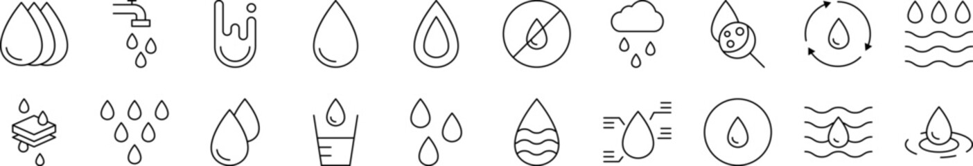 Water Pack of Thin Icons. Editable Stroke. Suitable for Web Sites, Books, Cards, Apps