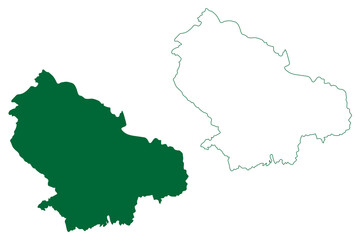 Udhampur district (Jammu and Kashmir union territory, Republic of India) map vector illustration, scribble sketch Udhampur map